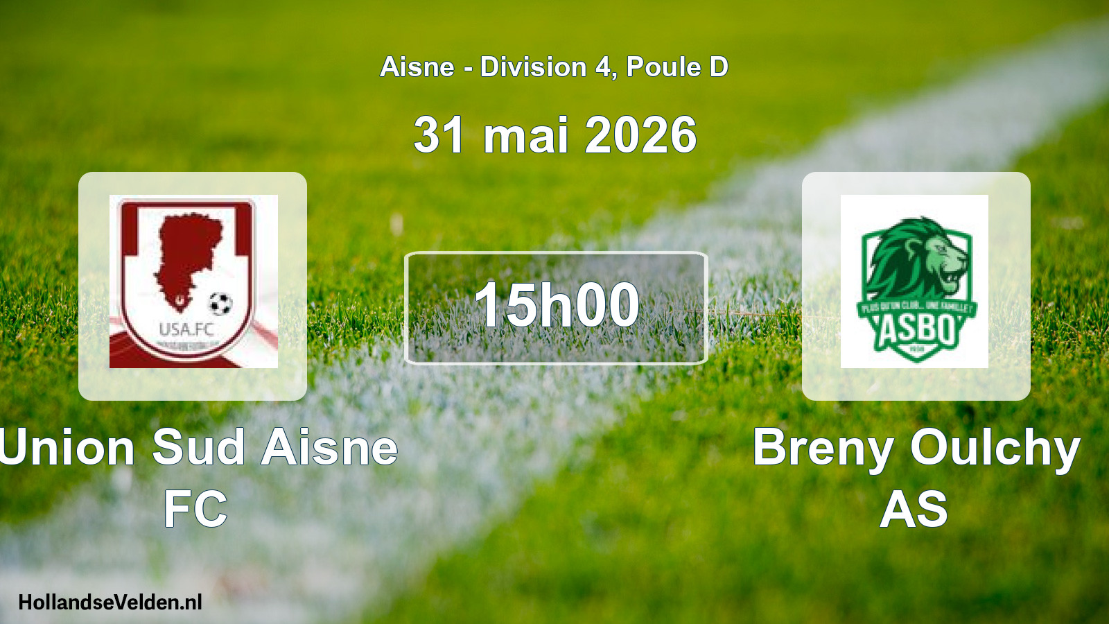 Match programmé: Union Sud Aisne FC - Breny Oulchy AS (31 mai 2026)