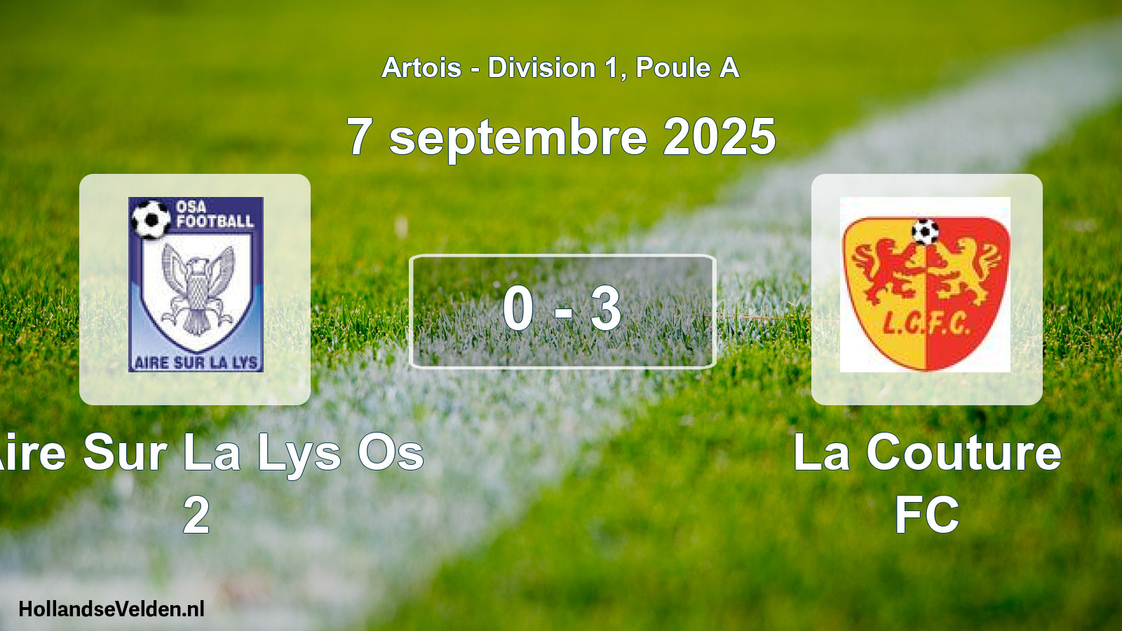 Match joué: Aire Sur La Lys Os 2 - La Couture FC 0 - 3 (7 septembre 2025)