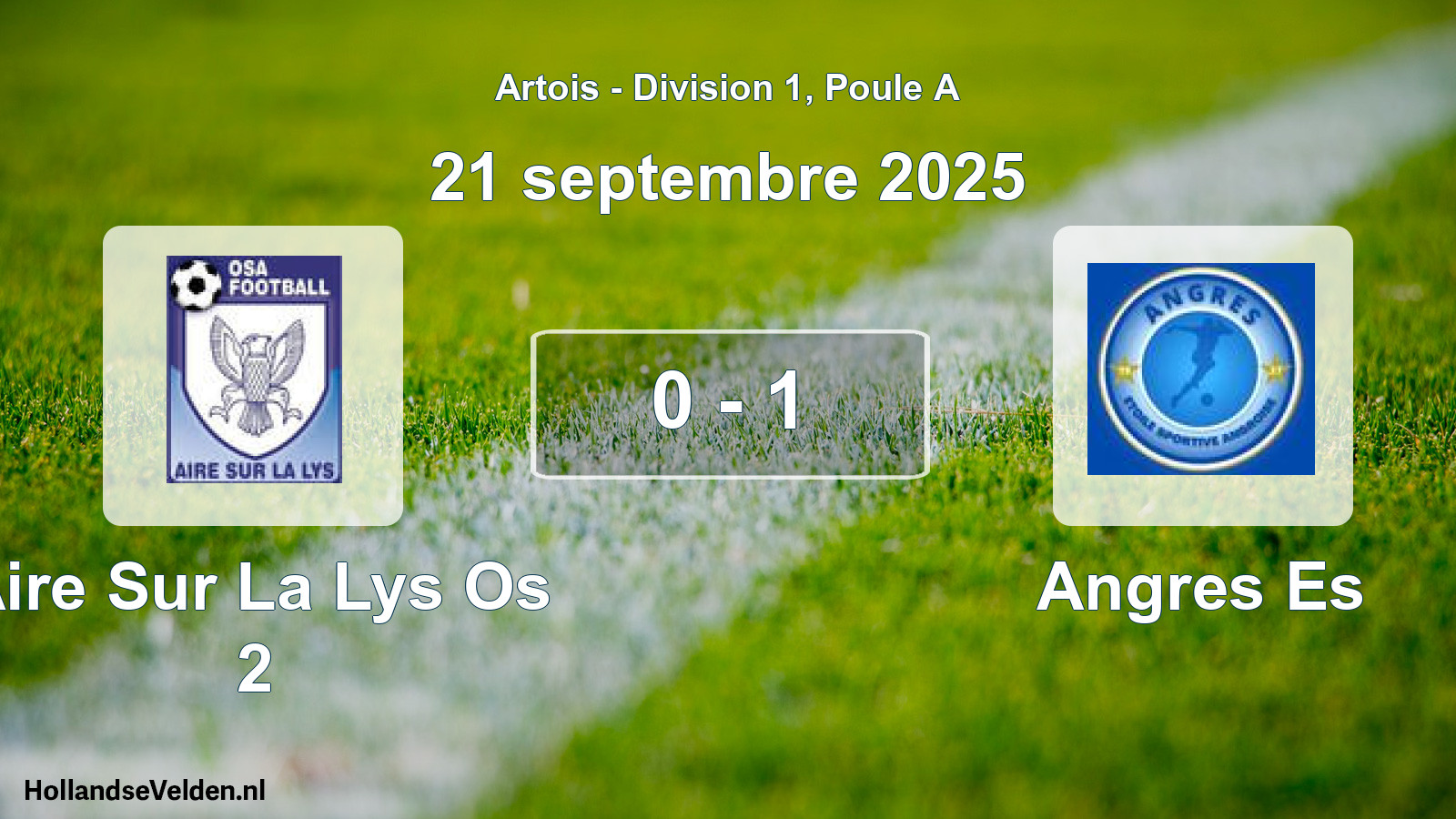 Match joué: Aire Sur La Lys Os 2 - Angres Es 0 - 1 (21 septembre 2025)