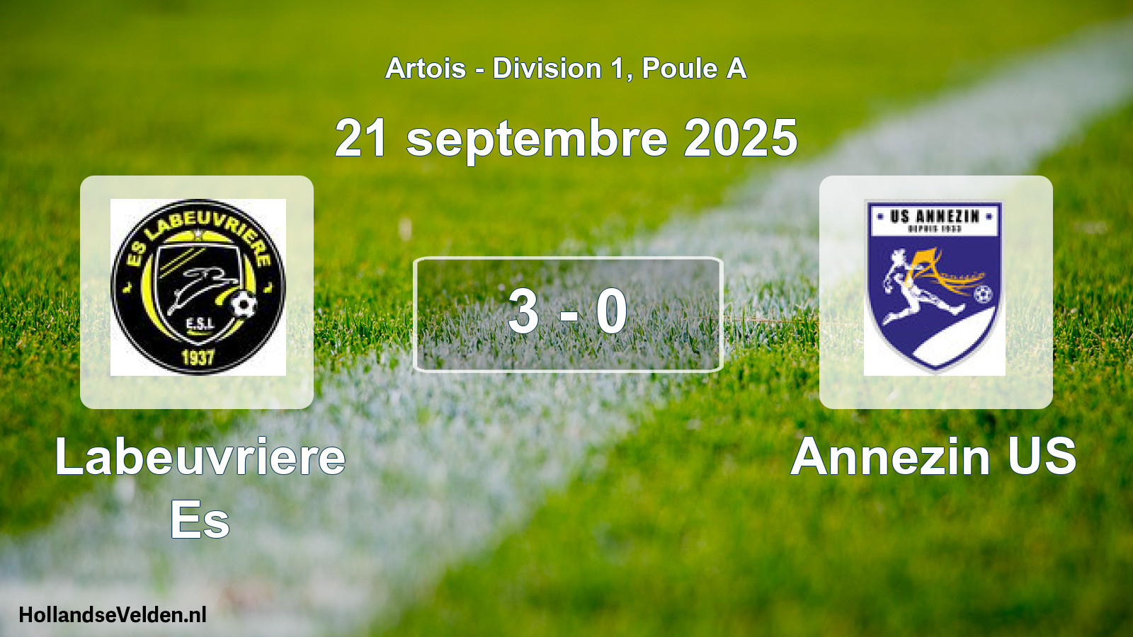 Match joué: Labeuvriere Es - Annezin US 3 - 0 (21 septembre 2025)