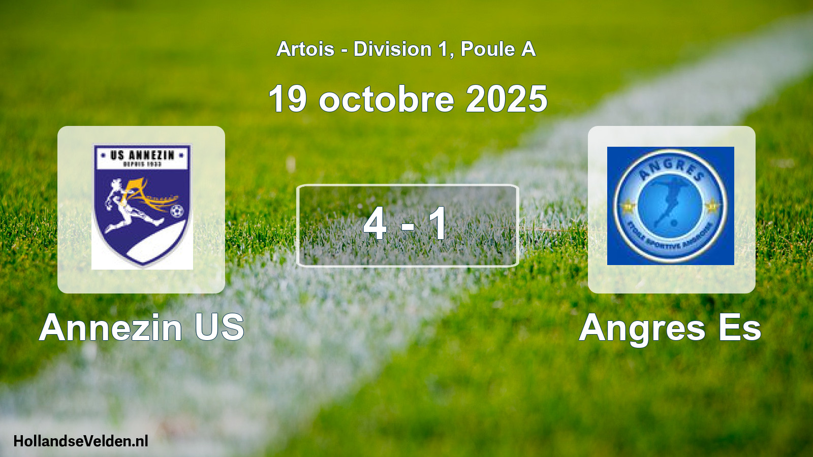 Gespeelde wedstrijd: Annezin US - Angres Es 4 - 1 (19 oktober 2025)