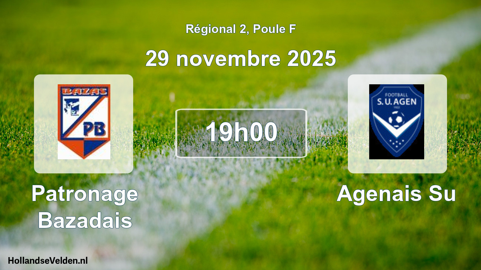 Geplande wedstrijd: Patronage Bazadais - Agenais Su (29 novembre 2025)