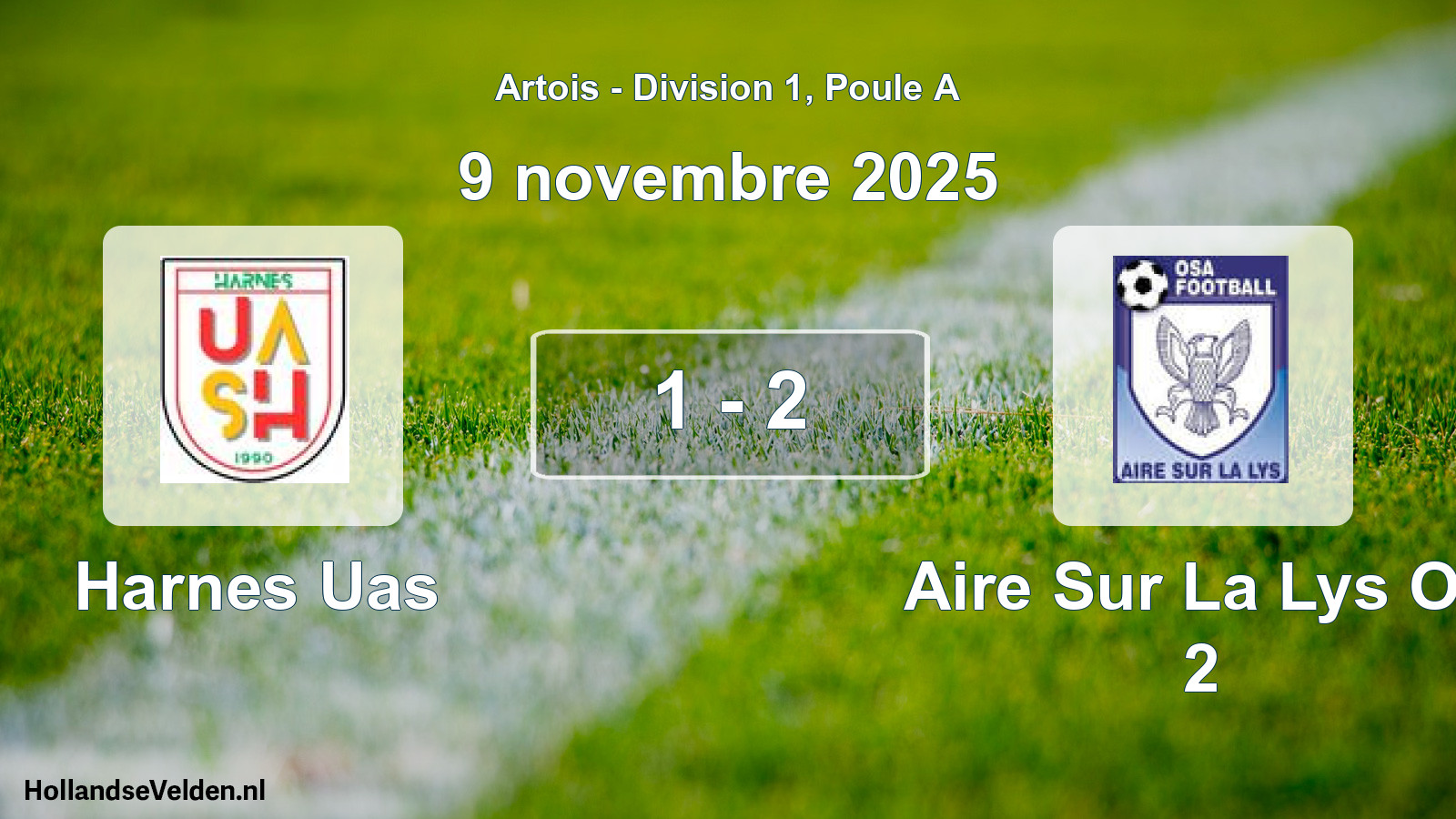 Match joué: Harnes Uas - Aire Sur La Lys Os 2 1 - 2 (9 novembre 2025)