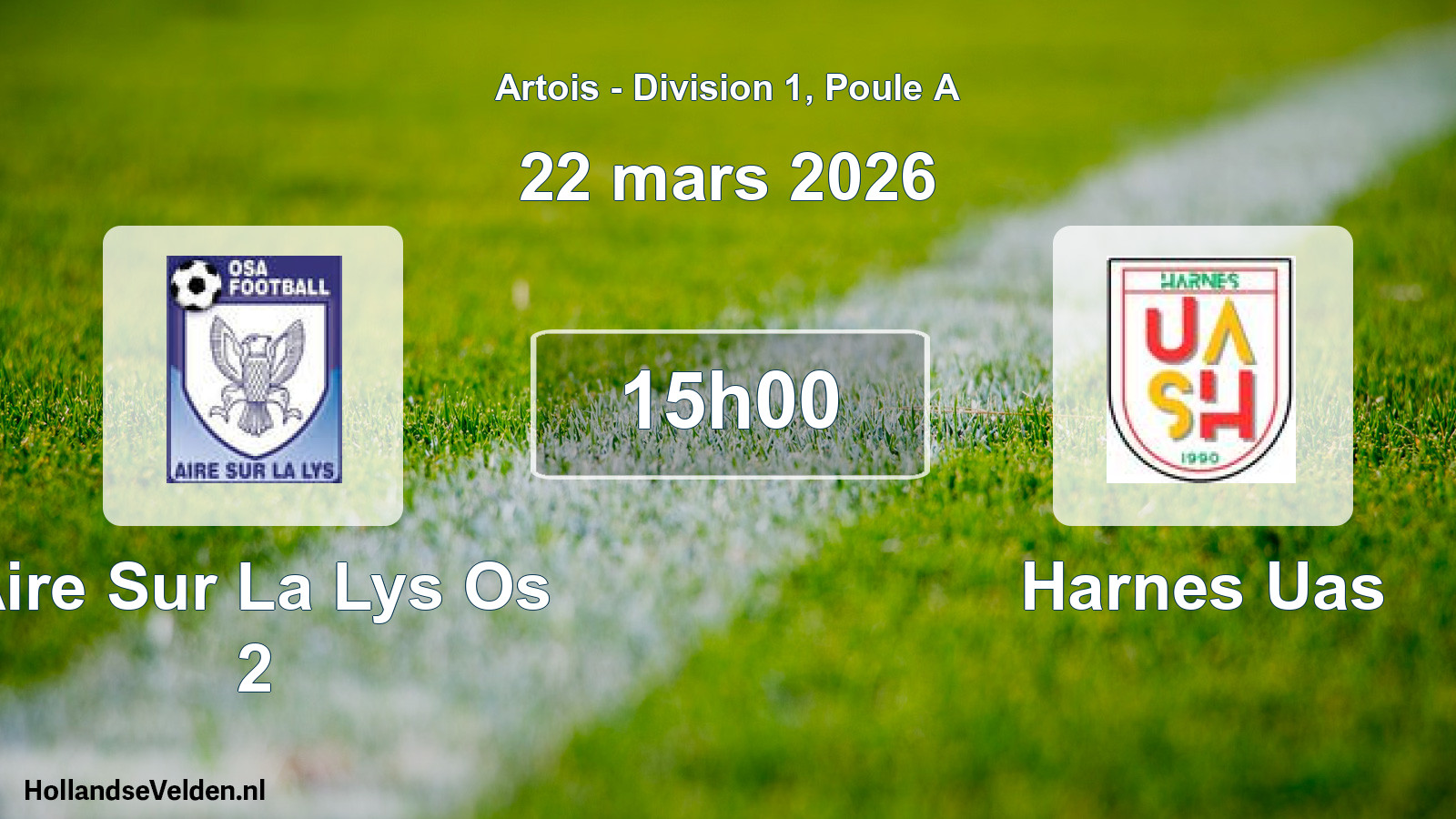 Match programmé: Aire Sur La Lys Os 2 - Harnes Uas (22 mars 2026)
