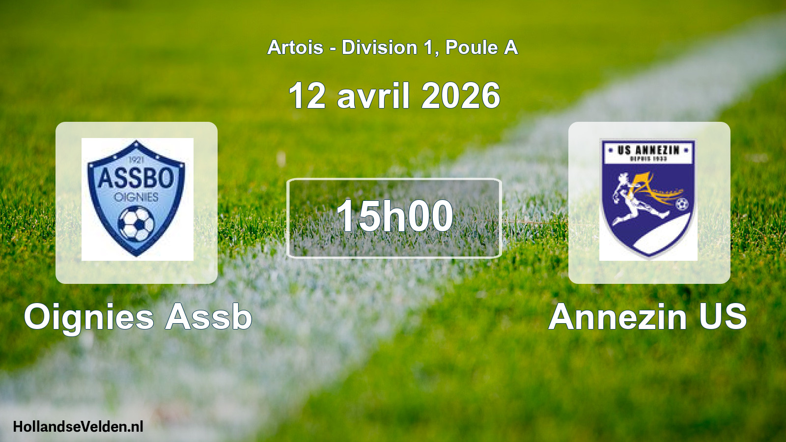 Match programmé: Oignies Assb - Annezin US (12 avril 2026)