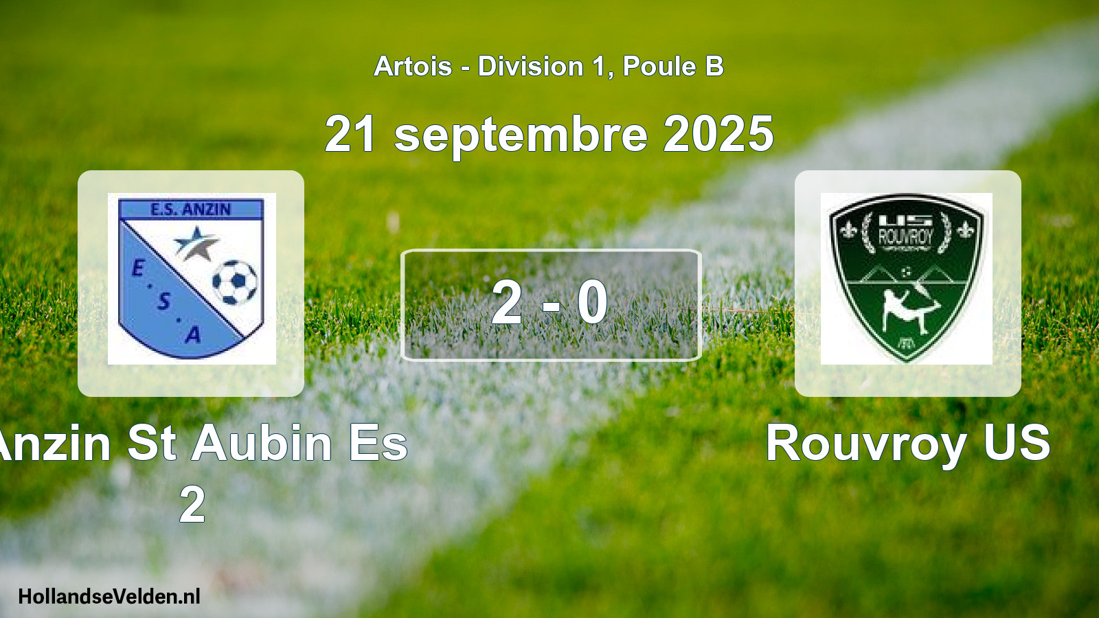 Total number of matches played: Anzin St Aubin Es 2 - Rouvroy US 2 - 0 (21 September 2025)