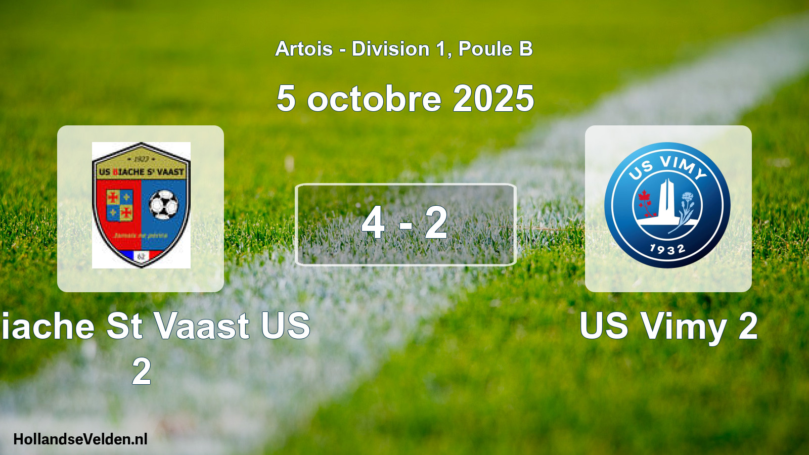 Match joué: Biache St Vaast US 2 - US Vimy 2 4 - 2 (5 octobre 2025)