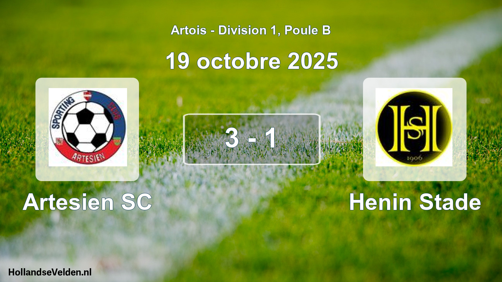 Total number of matches played: Artesien SC - Henin Stade 3 - 1 (19 October 2025)