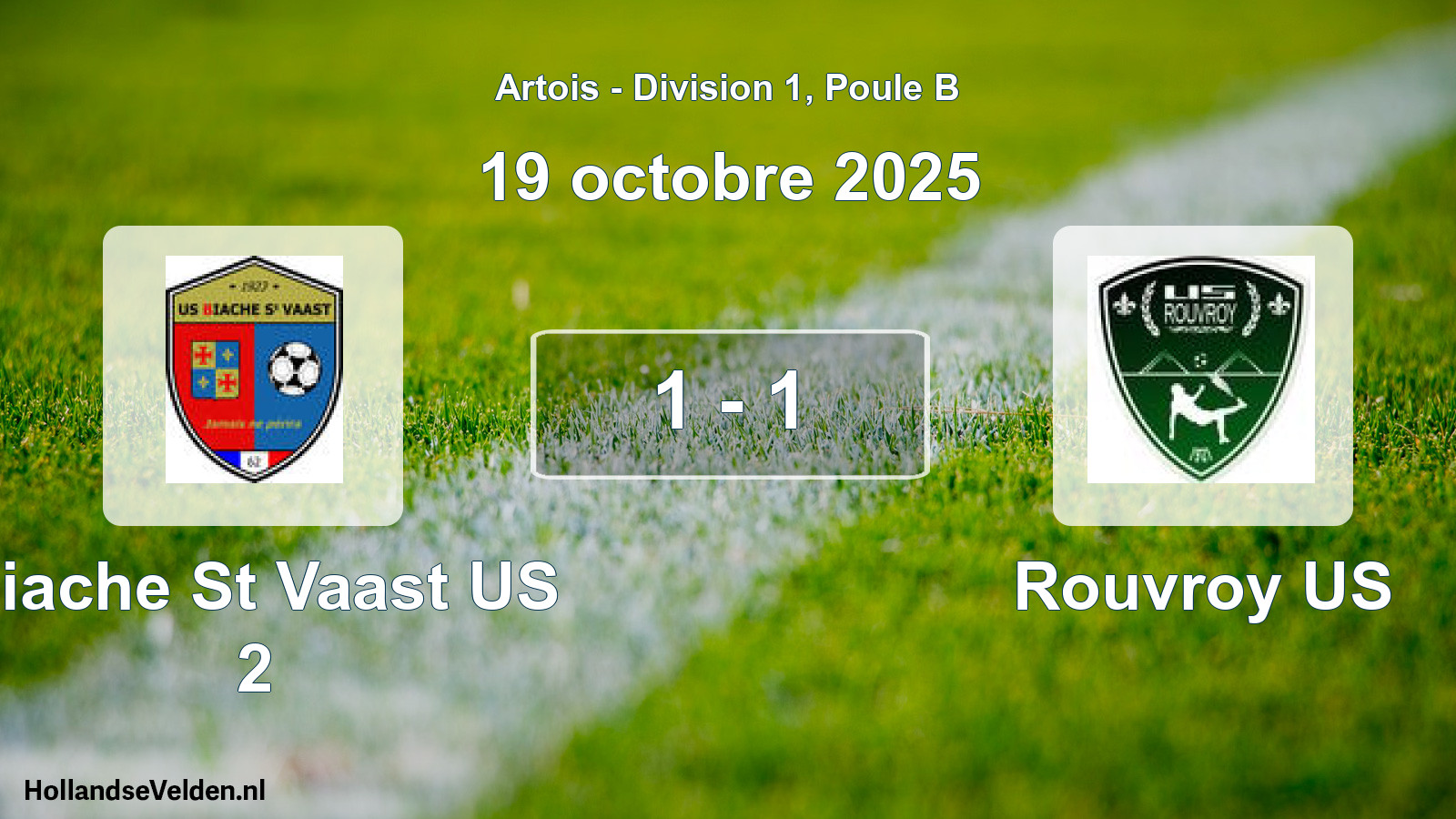 Total number of matches played: Biache St Vaast US 2 - Rouvroy US 1 - 1 (19 October 2025)