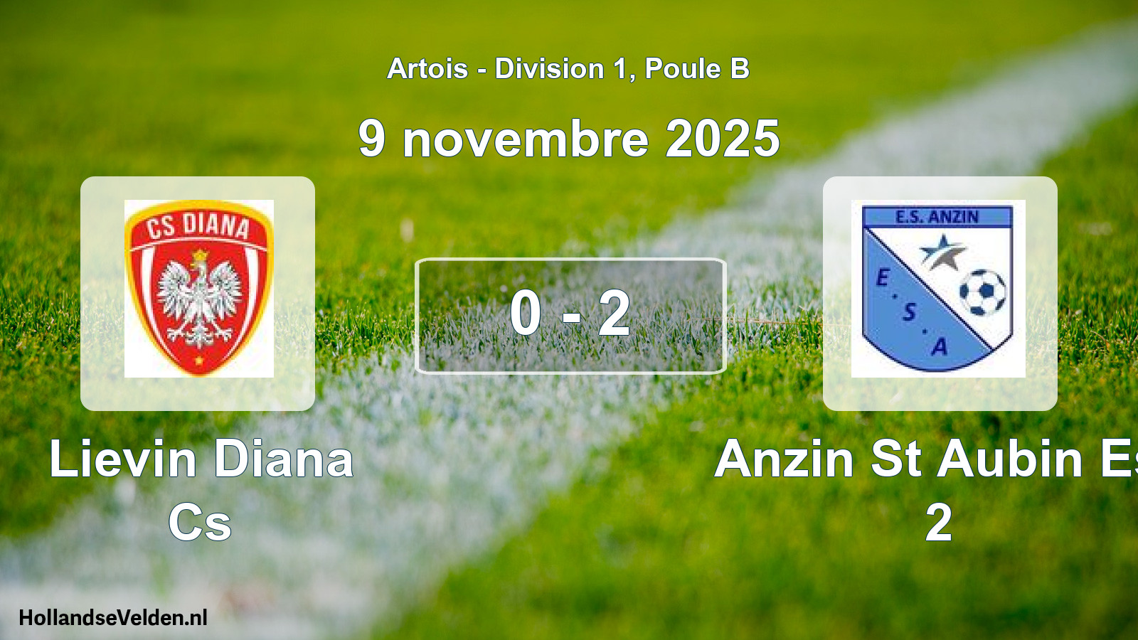 Match joué: Lievin Diana Cs - Anzin St Aubin Es 2 0 - 2 (9 novembre 2025)