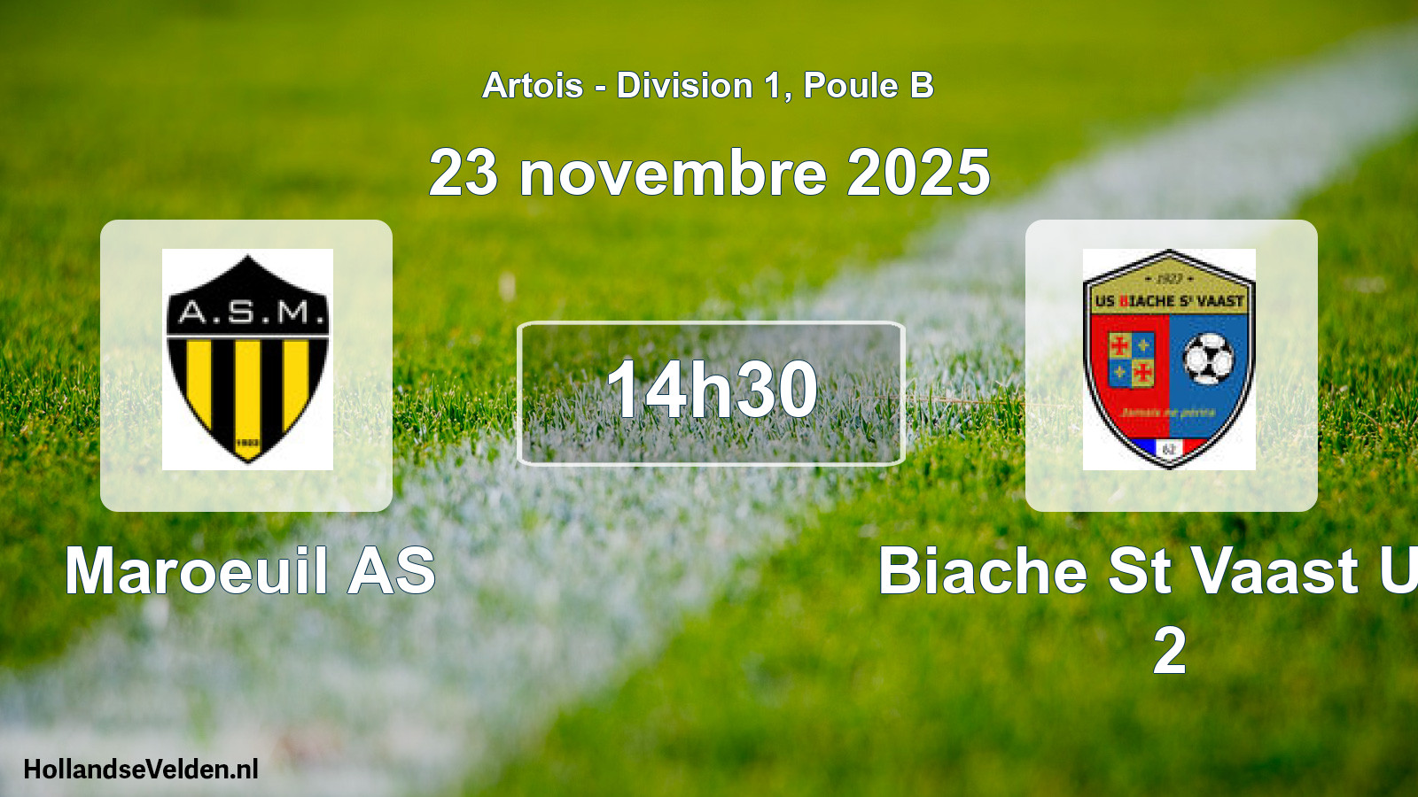 Match programmé: Maroeuil AS - Biache St Vaast US 2 (23 novembre 2025)