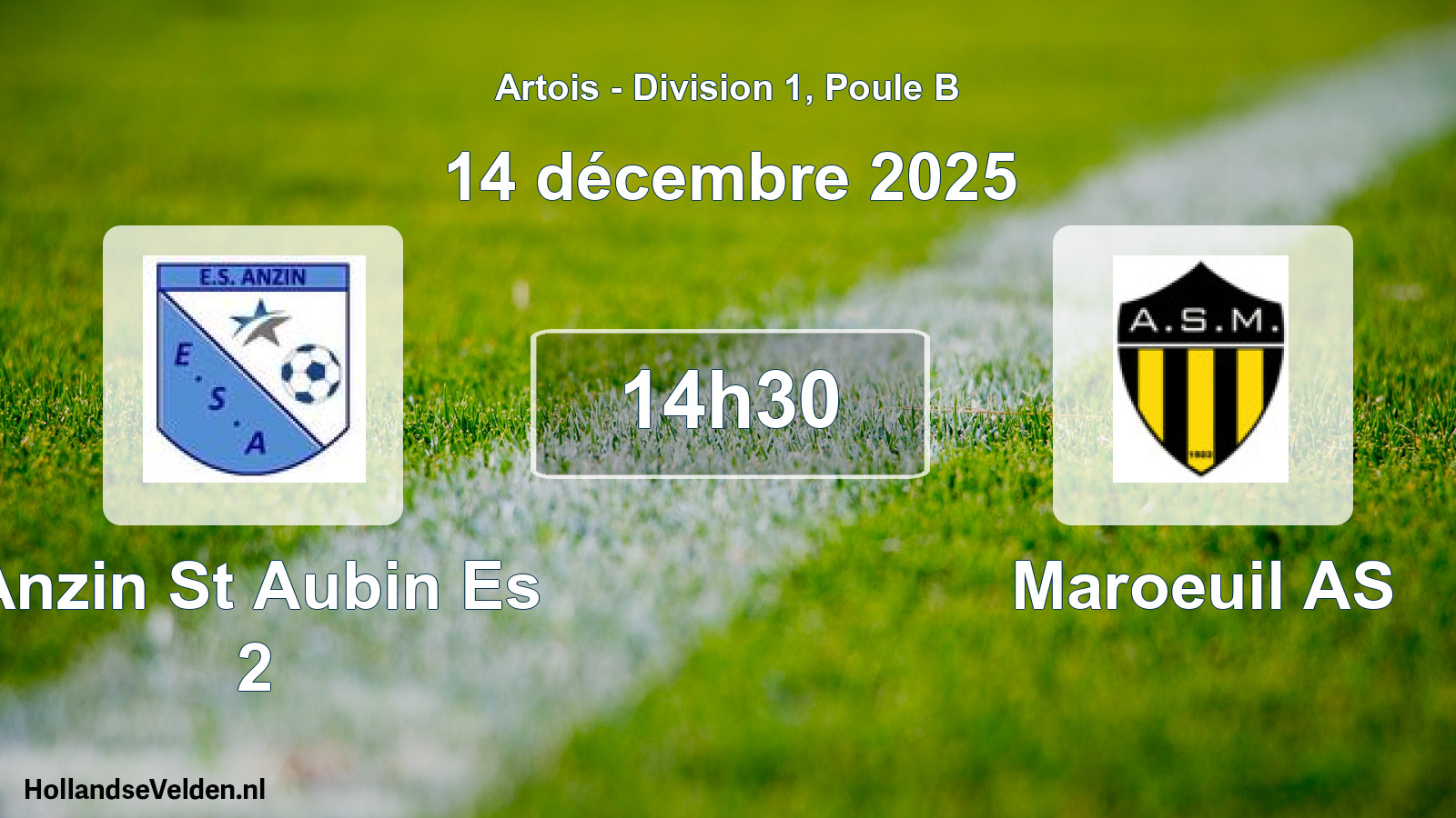 Match programmé: Anzin St Aubin Es 2 - Maroeuil AS (14 décembre 2025)