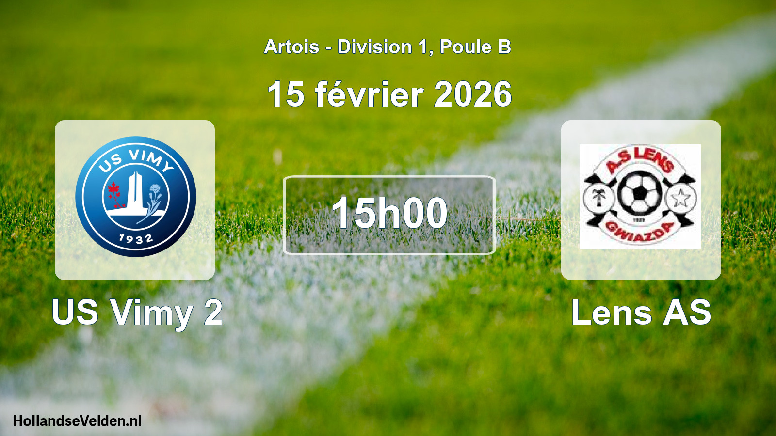 Match programmé: US Vimy 2 - Lens AS (15 février 2026)