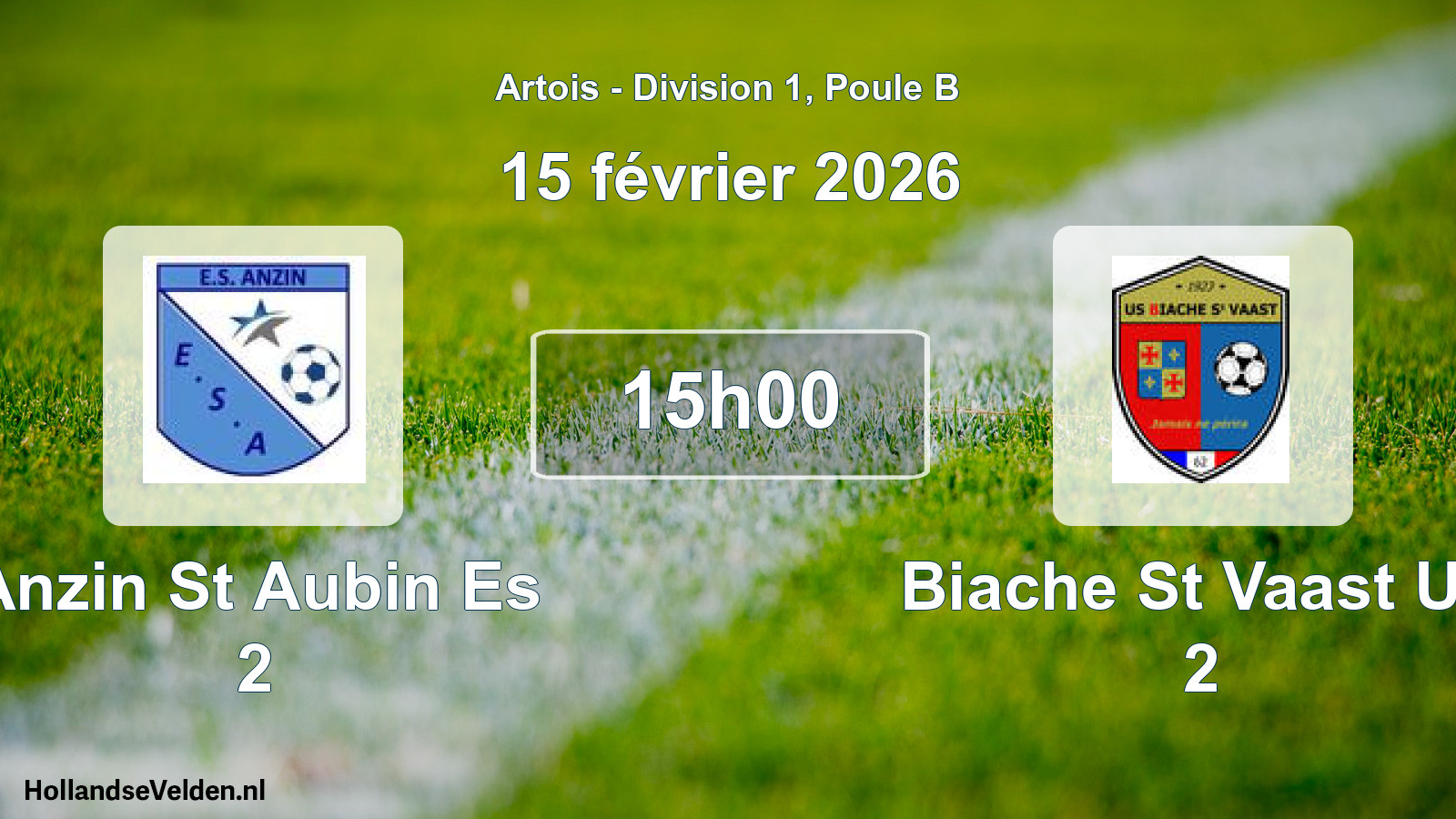 Match programmé: Anzin St Aubin Es 2 - Biache St Vaast US 2 (15 février 2026)