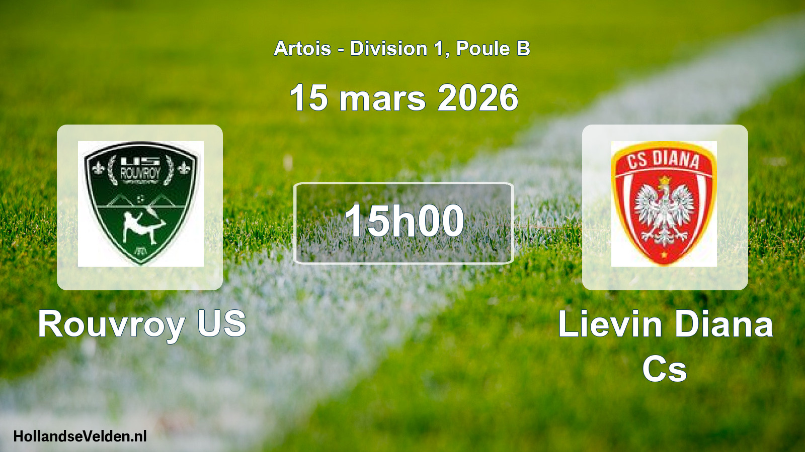 Match programmé: Rouvroy US - Lievin Diana Cs (15 mars 2026)