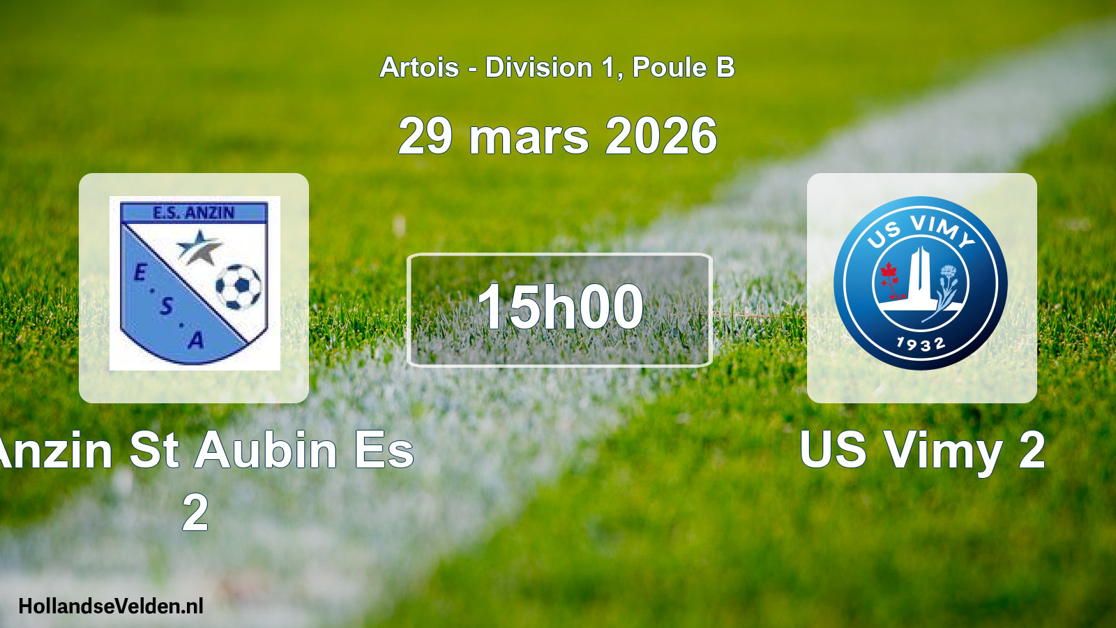 Match programmé: Anzin St Aubin Es 2 - US Vimy 2 (29 mars 2026)