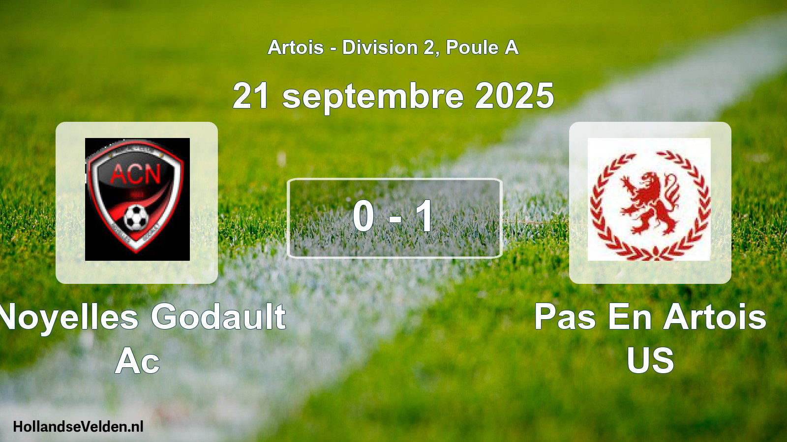 Gespeelde wedstrijd: Noyelles Godault Ac - Pas En Artois US 0 - 1 (21 september 2025)