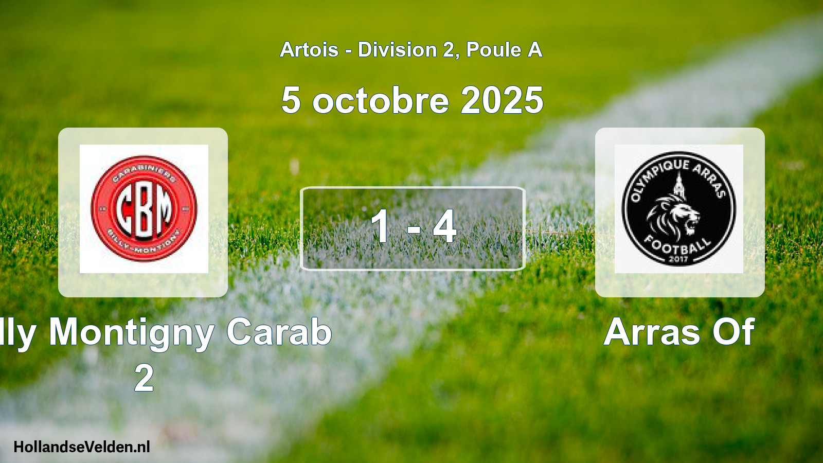 Match joué: Billy Montigny Carab 2 - Arras Of 1 - 4 (5 octobre 2025)