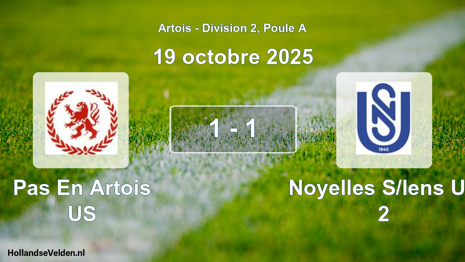 Gespeelde wedstrijd: Pas En Artois US - Noyelles S/lens US 2 1 - 1 (19 oktober 2025)