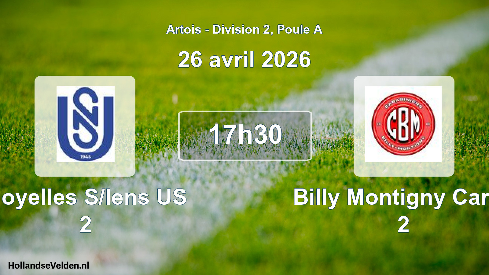 Match programmé: Noyelles S/lens US 2 - Billy Montigny Carab 2 (26 avril 2026)