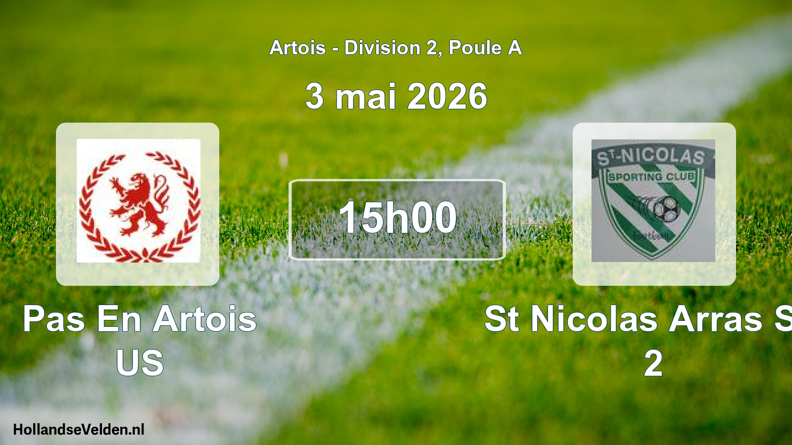 Match programmé: Pas En Artois US - St Nicolas Arras SC 2 (3 mai 2026)