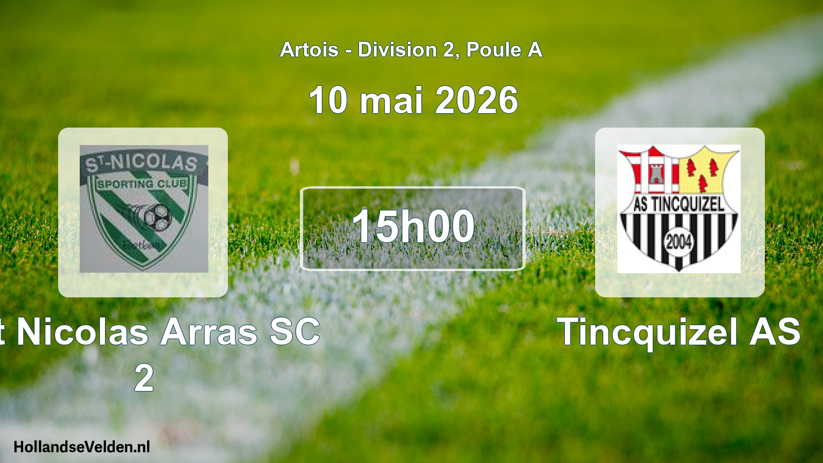 Match programmé: St Nicolas Arras SC 2 - Tincquizel AS (10 mai 2026)