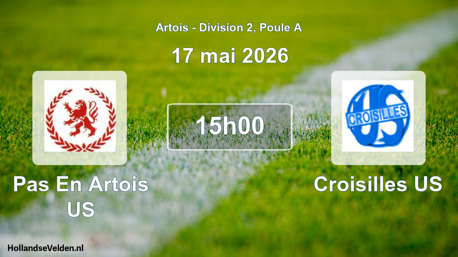 Match programmé: Pas En Artois US - Croisilles US (17 mai 2026)