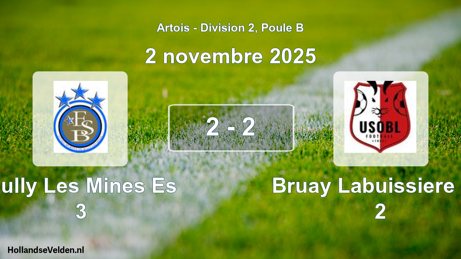 Gespeelde wedstrijd: Bully Les Mines Es 3 - Bruay Labuissiere US 2 2 - 2 (2 november 2025)