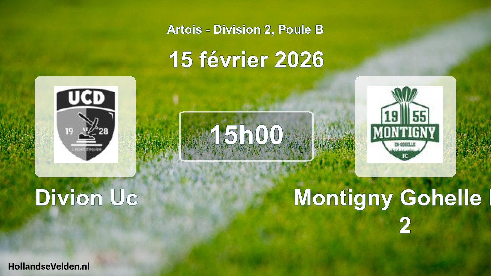 Match programmé: Divion Uc - Montigny Gohelle FC 2 (15 février 2026)