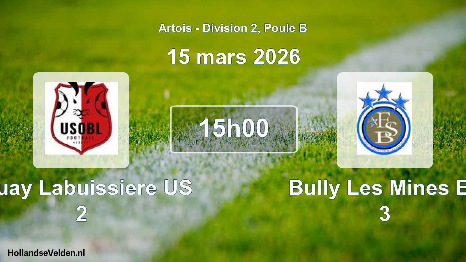 Match programmé: Bruay Labuissiere US 2 - Bully Les Mines Es 3 (15 mars 2026)