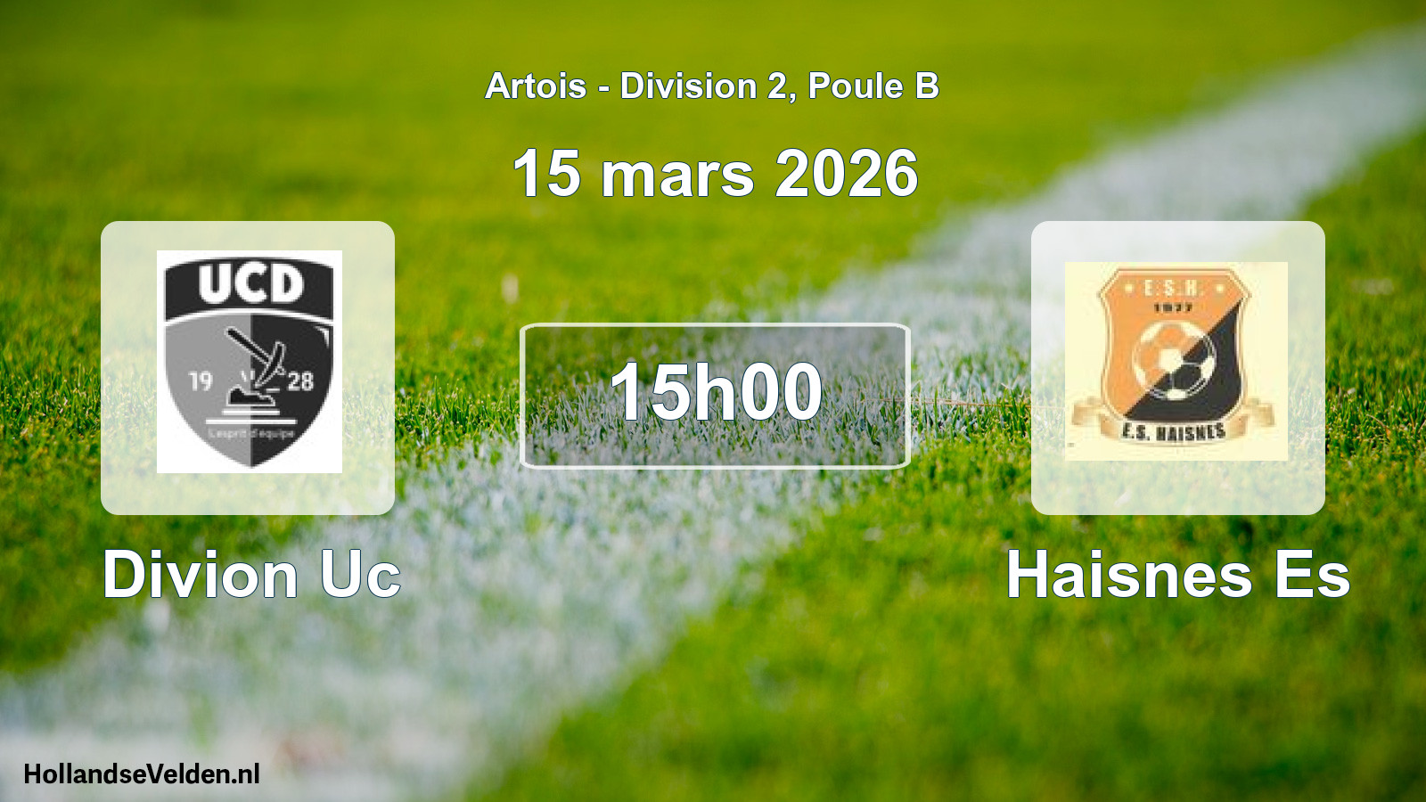 Match programmé: Divion Uc - Haisnes Es (15 mars 2026)