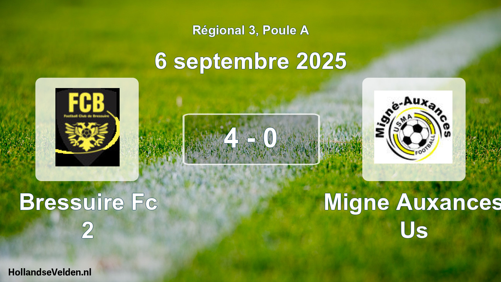 Gespeelde wedstrijd: Bressuire Fc 2 - Migne Auxances Us 4 - 0 (6 september 2025)