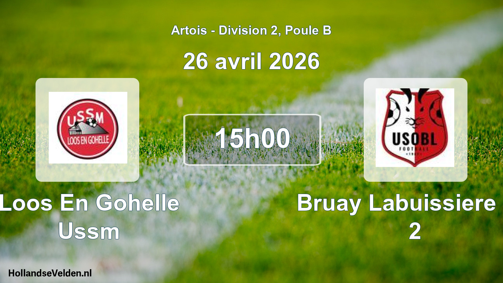 Match programmé: Loos En Gohelle Ussm - Bruay Labuissiere US 2 (26 avril 2026)