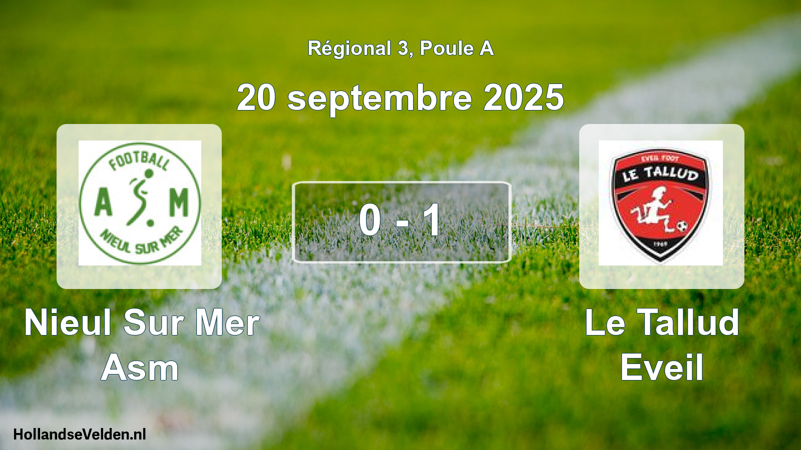 Total number of matches played: Nieul Sur Mer Asm - Le Tallud Eveil 0 - 1 (20 September 2025)