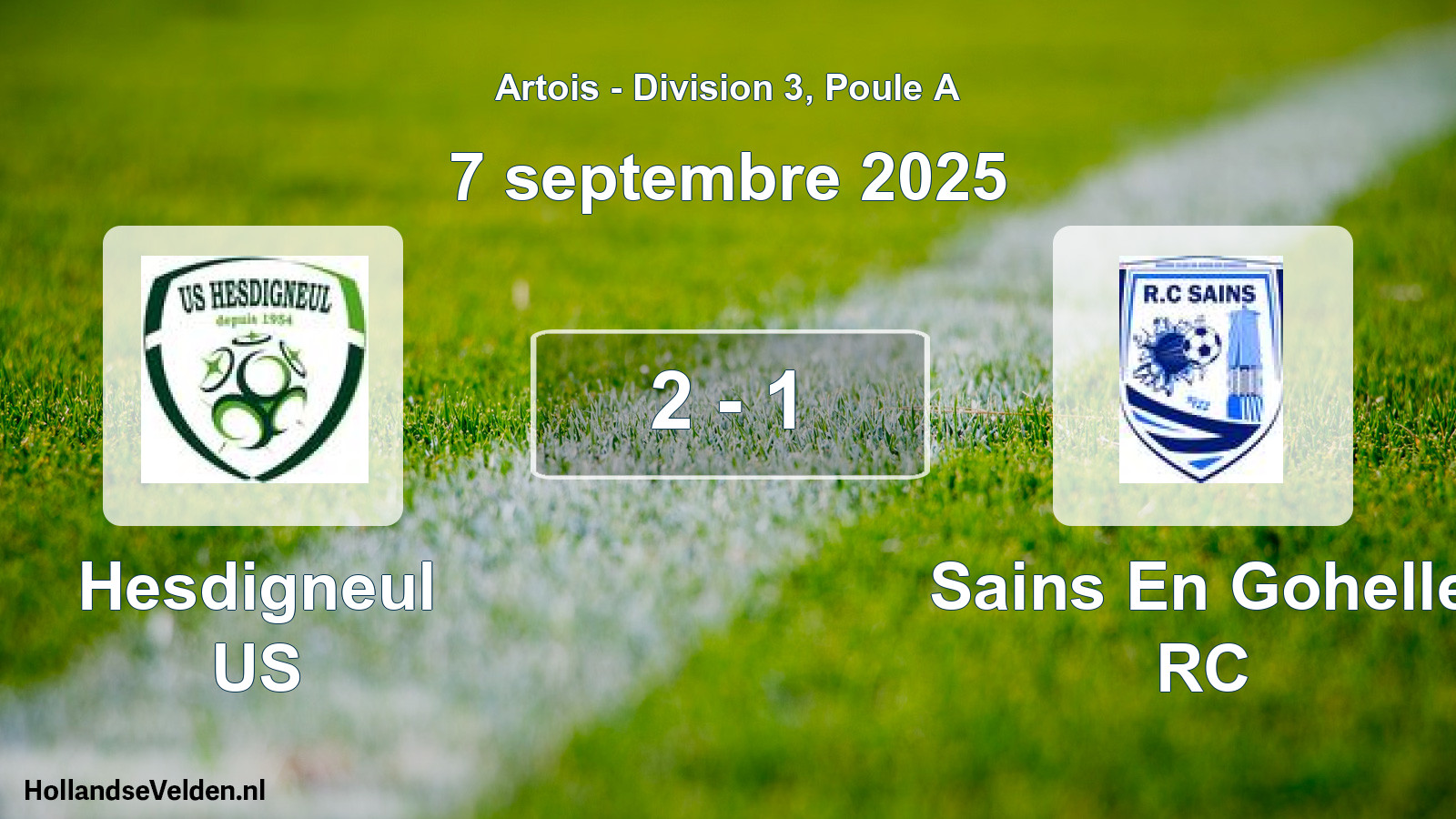 Match joué: Hesdigneul US - Sains En Gohelle RC 2 - 1 (7 septembre 2025)
