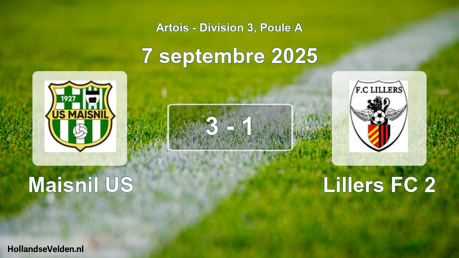 Match joué: Maisnil US - Lillers FC 2 3 - 1 (7 septembre 2025)