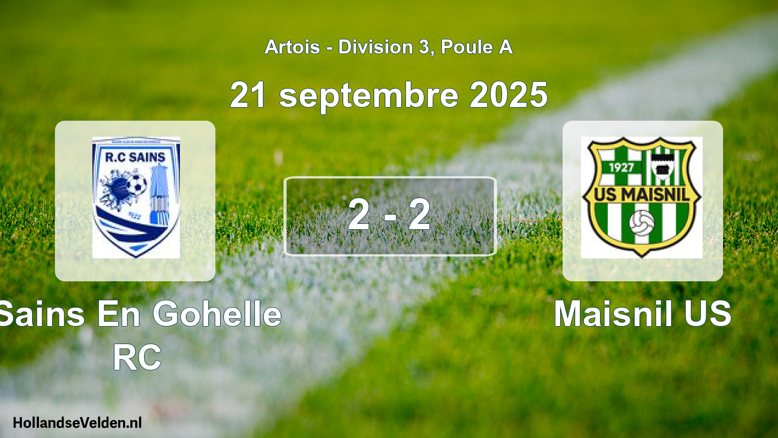 Match joué: Sains En Gohelle RC - Maisnil US 2 - 2 (21 septembre 2025)