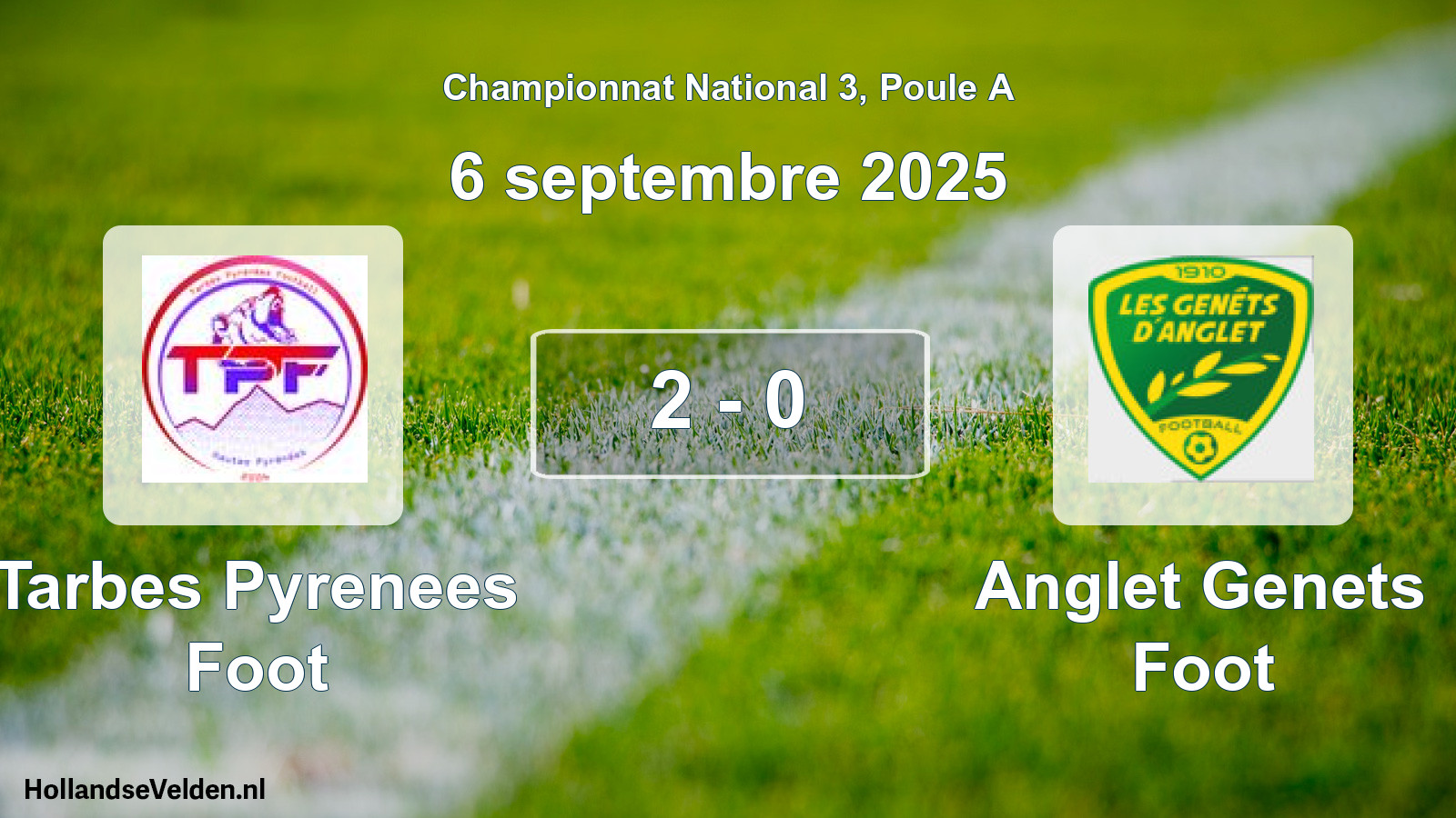 Total number of matches played: Tarbes Pyrenees Foot - Anglet Genets Foot 2 - 0 (6 September 2025)