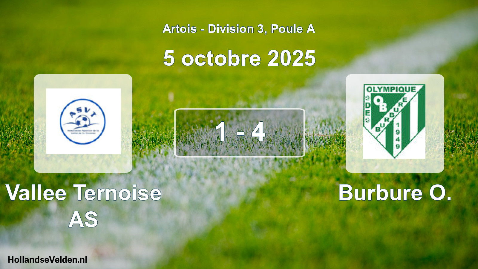 Match joué: Vallee Ternoise AS - Burbure O. 1 - 4 (5 octobre 2025)