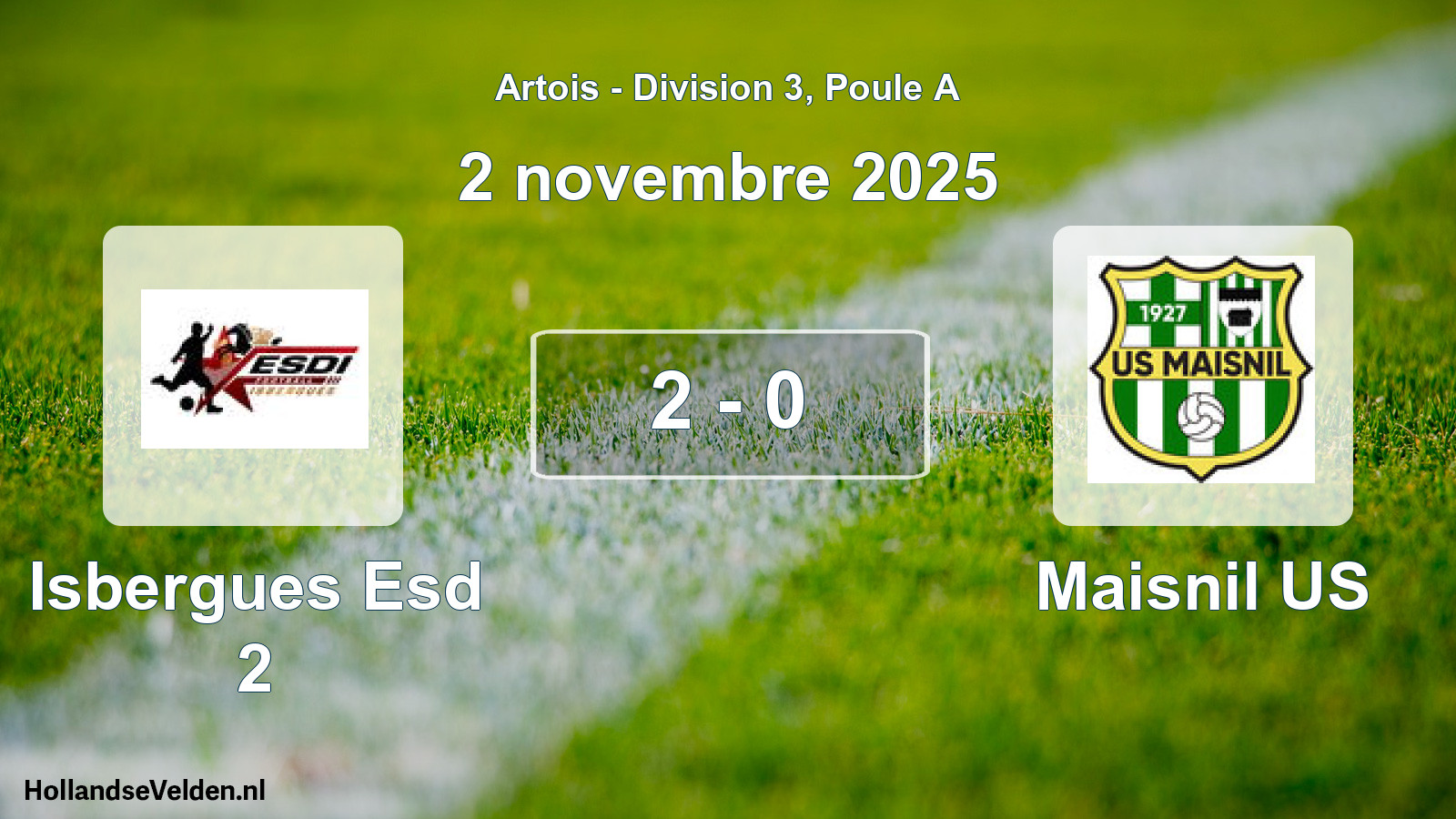 Match joué: Isbergues Esd 2 - Maisnil US 2 - 0 (2 novembre 2025)