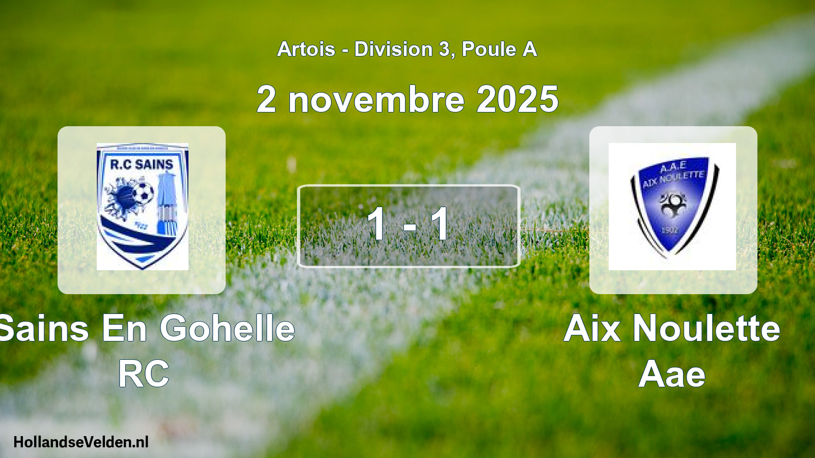 Match joué: Sains En Gohelle RC - Aix Noulette Aae 1 - 1 (2 novembre 2025)