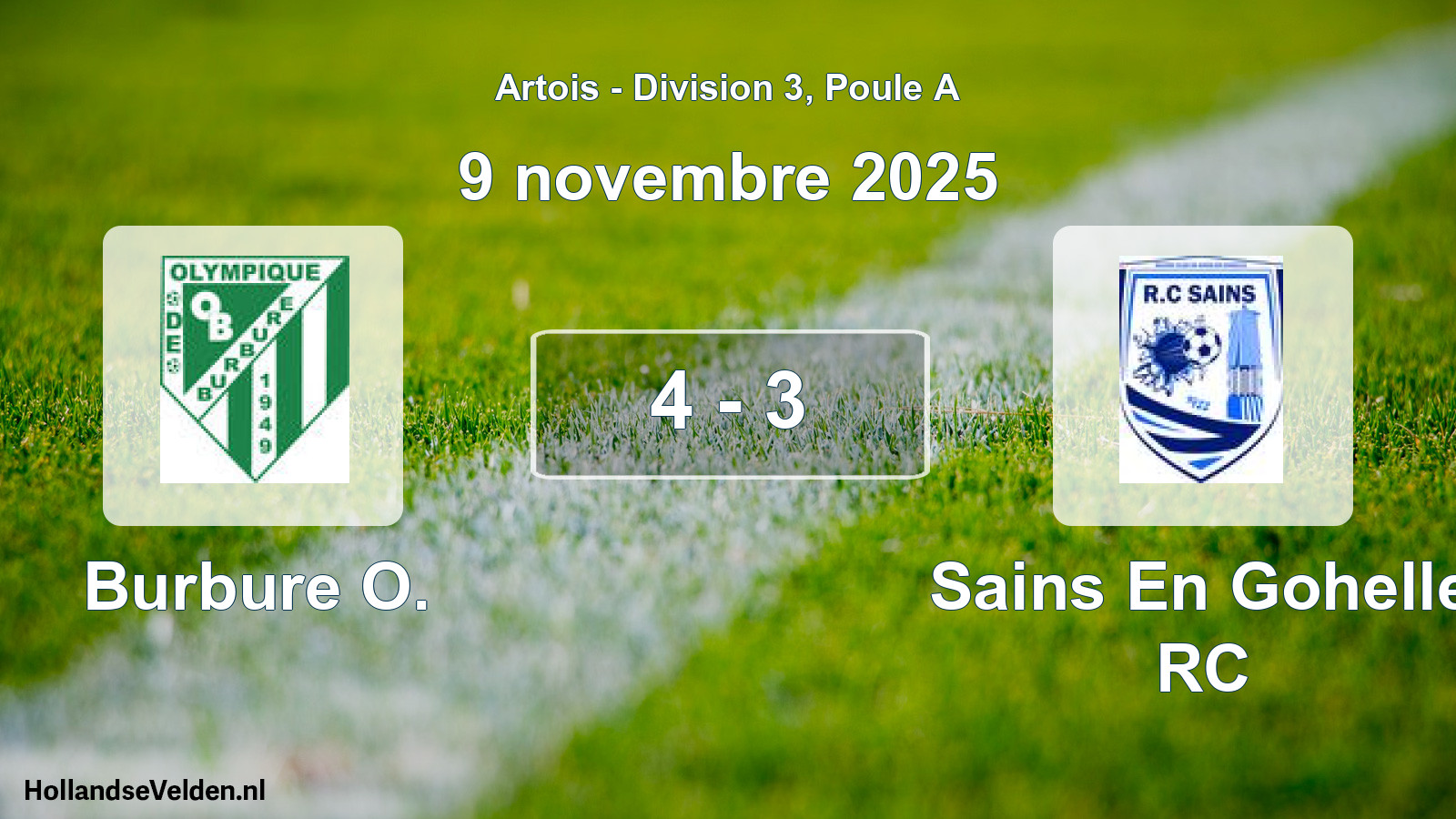 Total number of matches played: Burbure O. - Sains En Gohelle RC 4 - 3 (9 November 2025)
