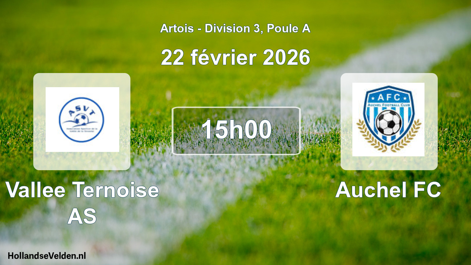 Match programmé: Vallee Ternoise AS - Auchel FC (22 février 2026)