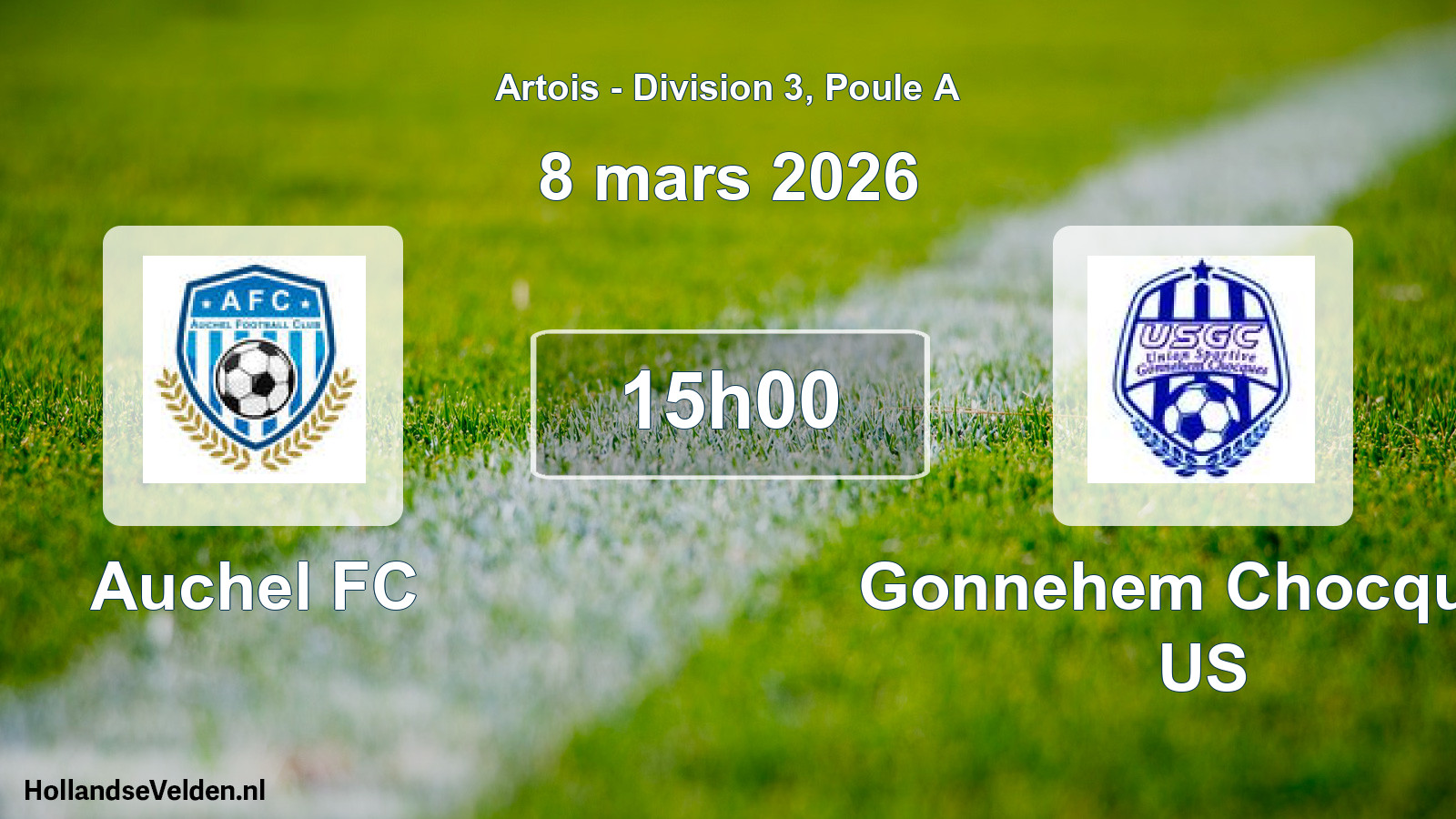 Match programmé: Auchel FC - Gonnehem Chocques US (8 mars 2026)
