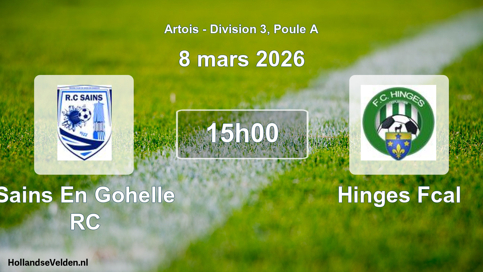 Match programmé: Sains En Gohelle RC - Hinges Fcal (8 mars 2026)