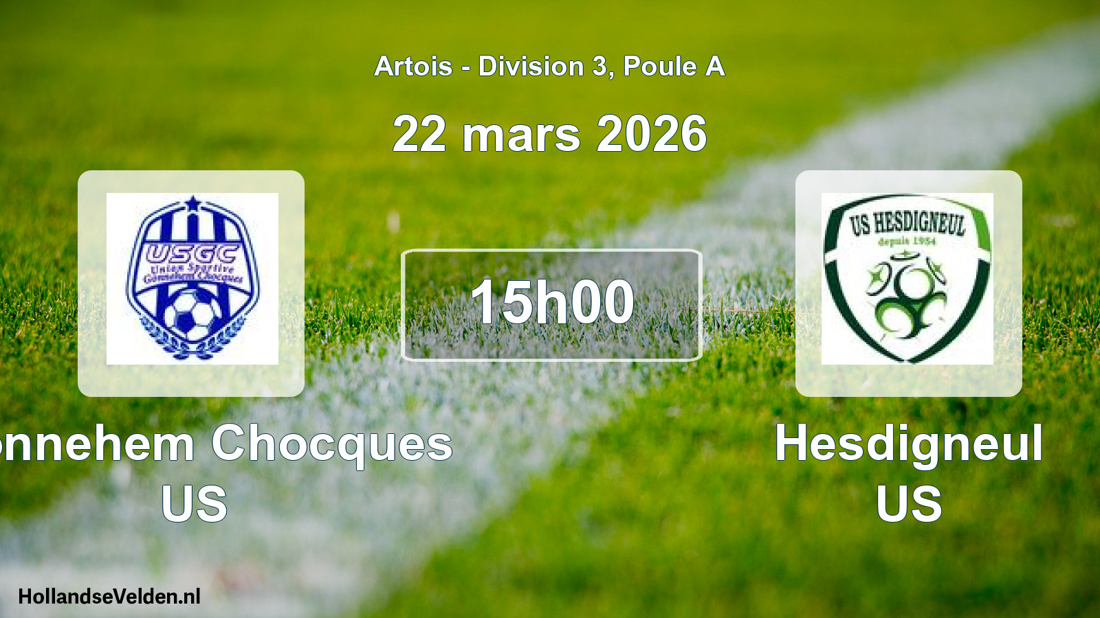 Match programmé: Gonnehem Chocques US - Hesdigneul US (22 mars 2026)