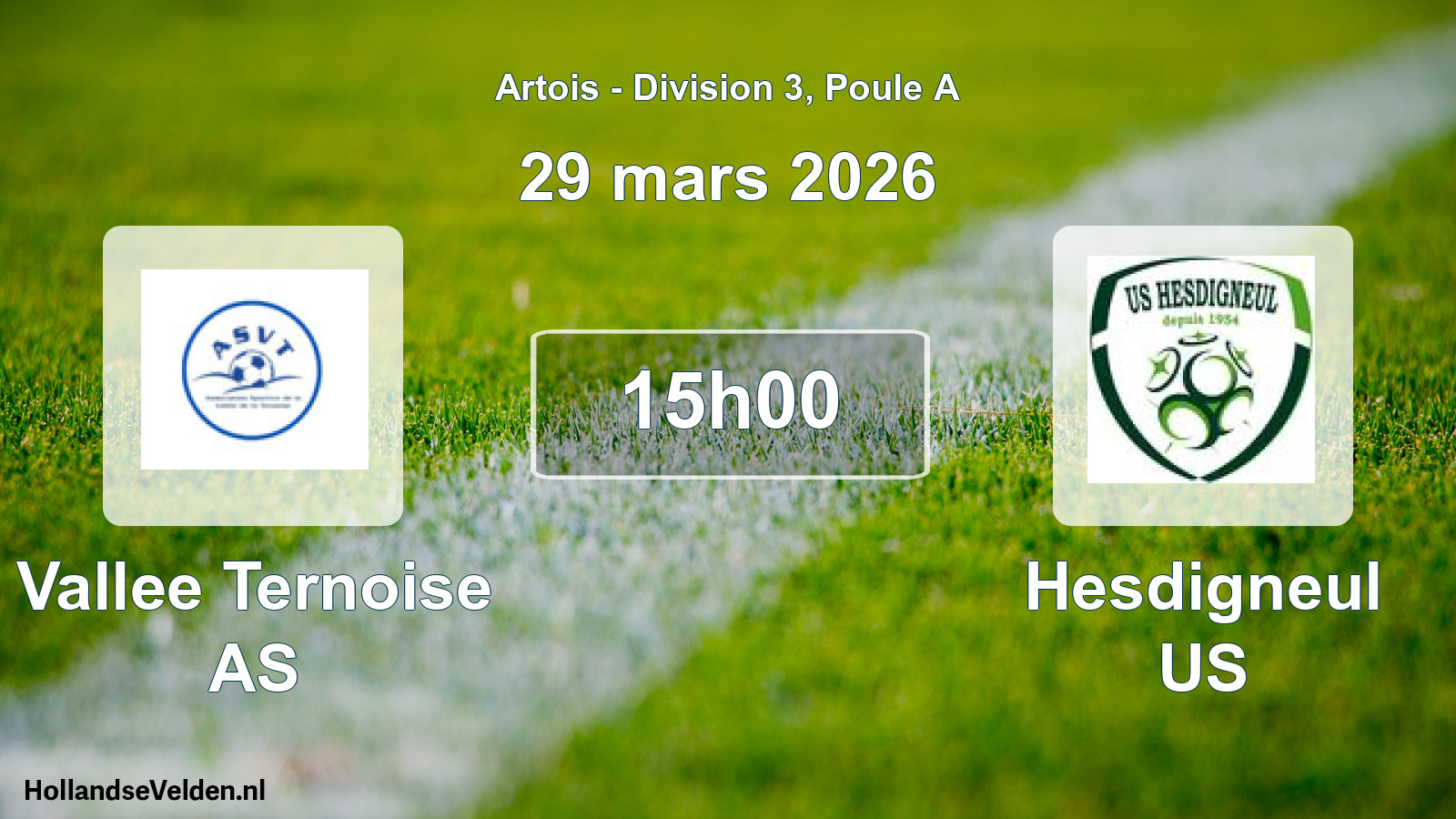 Match programmé: Vallee Ternoise AS - Hesdigneul US (29 mars 2026)