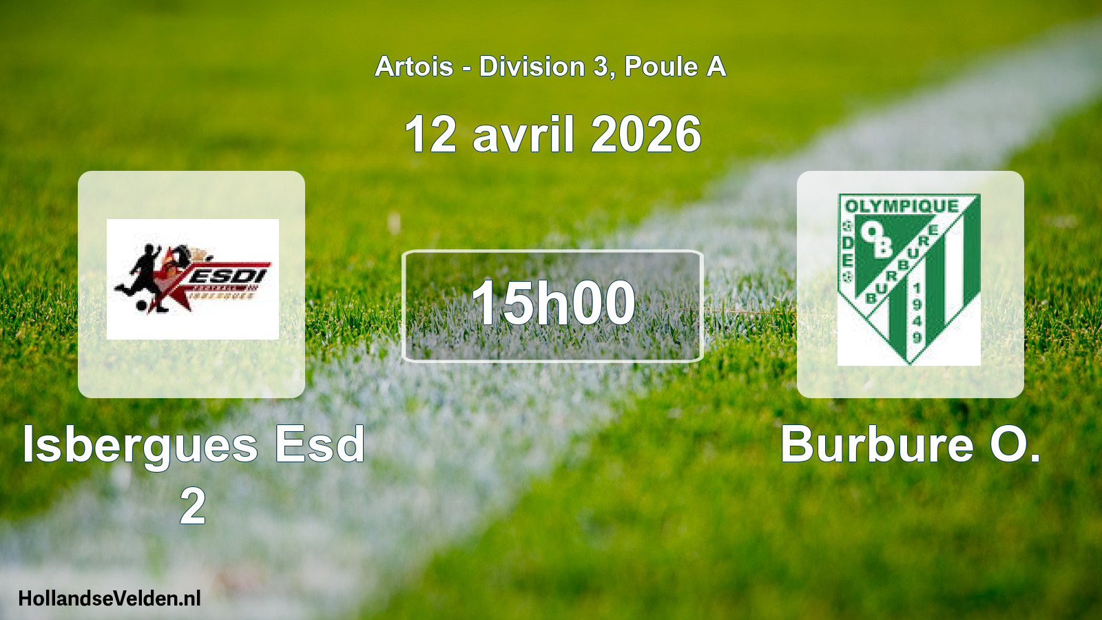 Match programmé: Isbergues Esd 2 - Burbure O. (12 avril 2026)