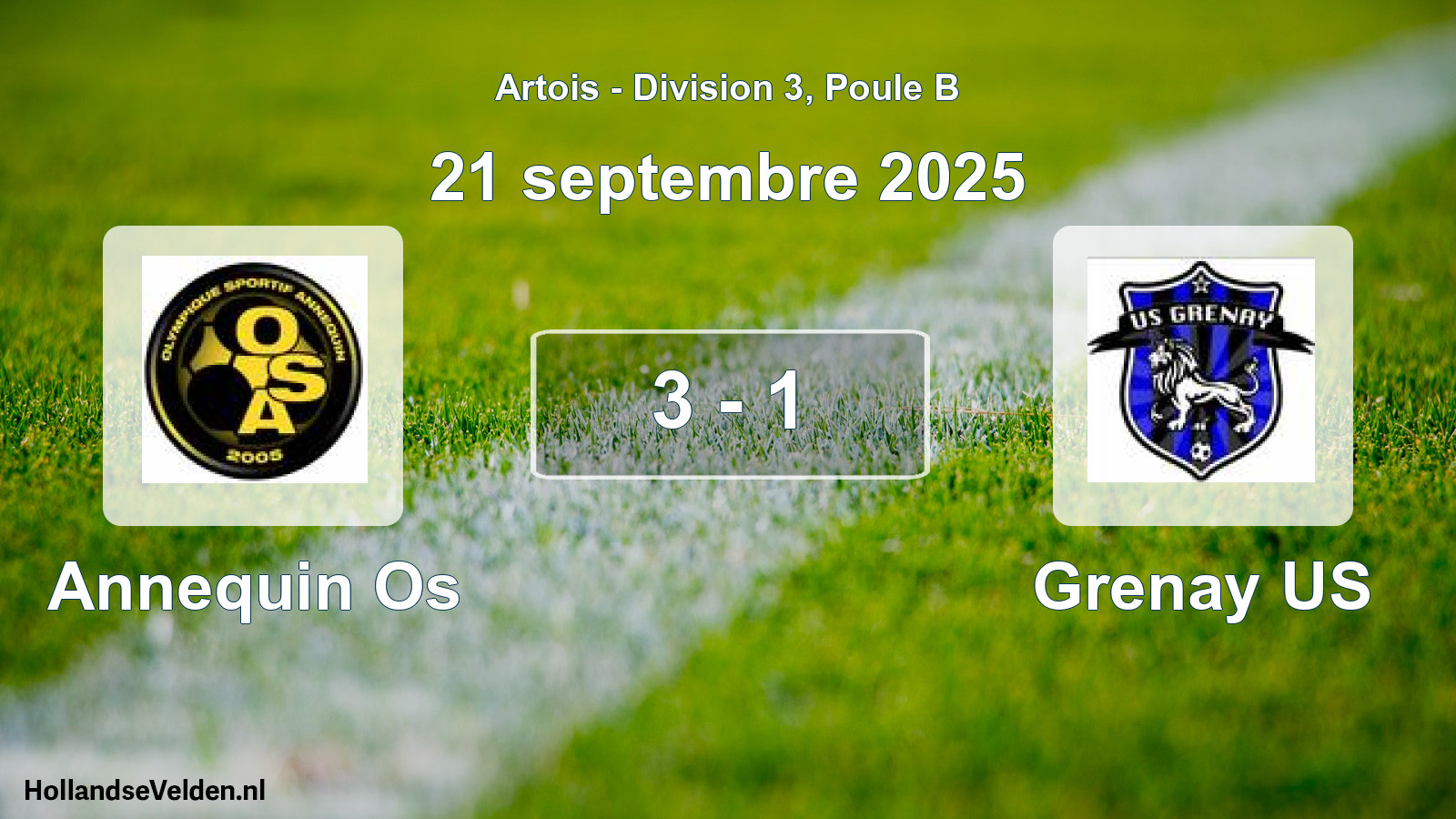 Total number of matches played: Annequin Os - Grenay US 3 - 1 (21 September 2025)