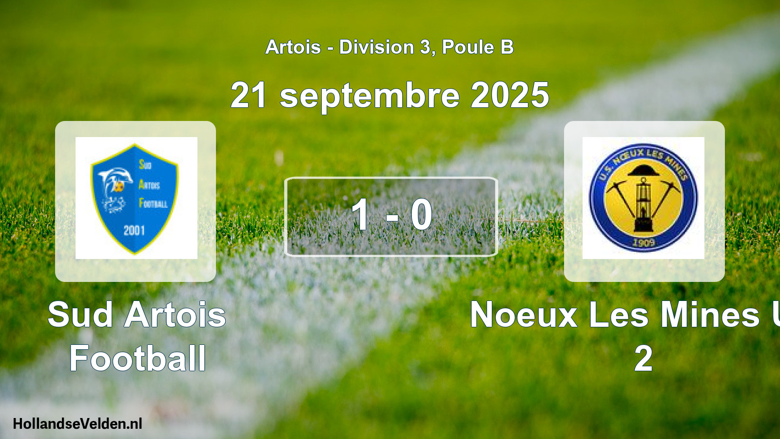 Match joué: Sud Artois Football - Noeux Les Mines US 2 1 - 0 (21 septembre 2025)